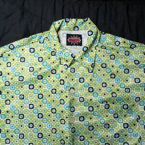 Vintage Ultra Steelhead Dots Tiles MCM Polyester Disco Shirt